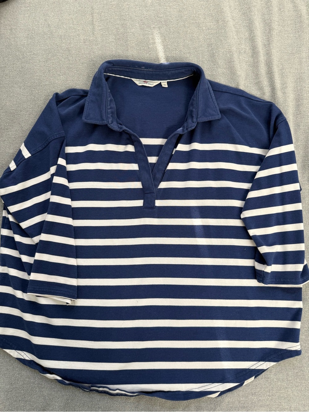 Vineyard Vines Navy and White Horizontal Stripe Polo